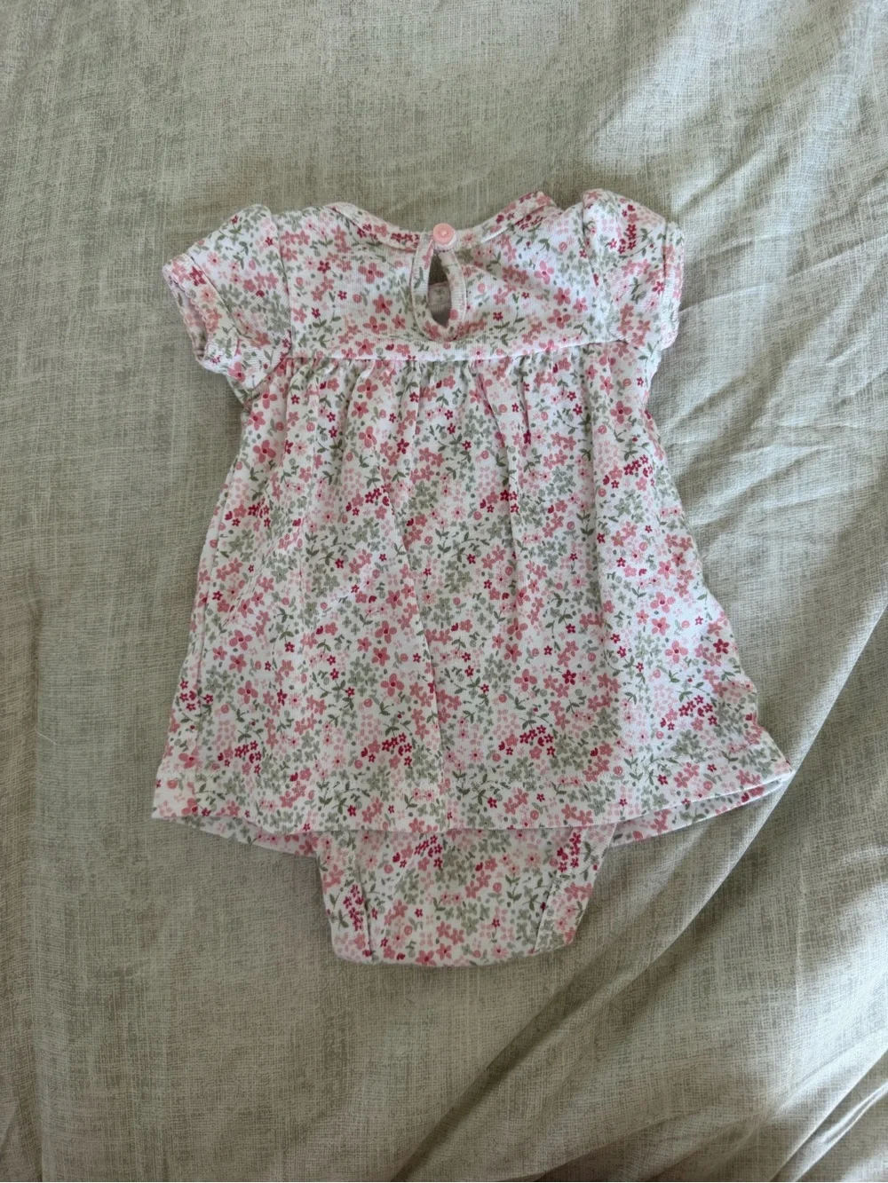 Carters White and Pink Floral One Piece Dress Bodysuit (NB)